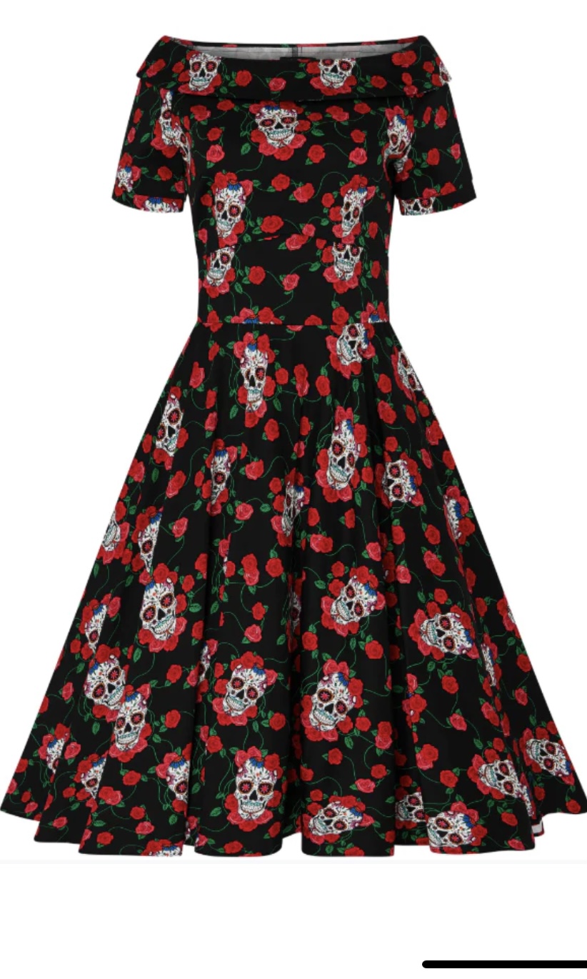 Dolly & Dotty - Rockabilly Skulls & Roses Darlene Swing Dress