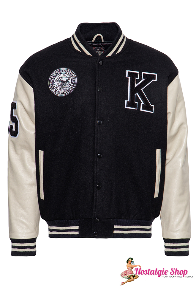 King Kerosin - Baseballjacke Collegejacke echtes Leder