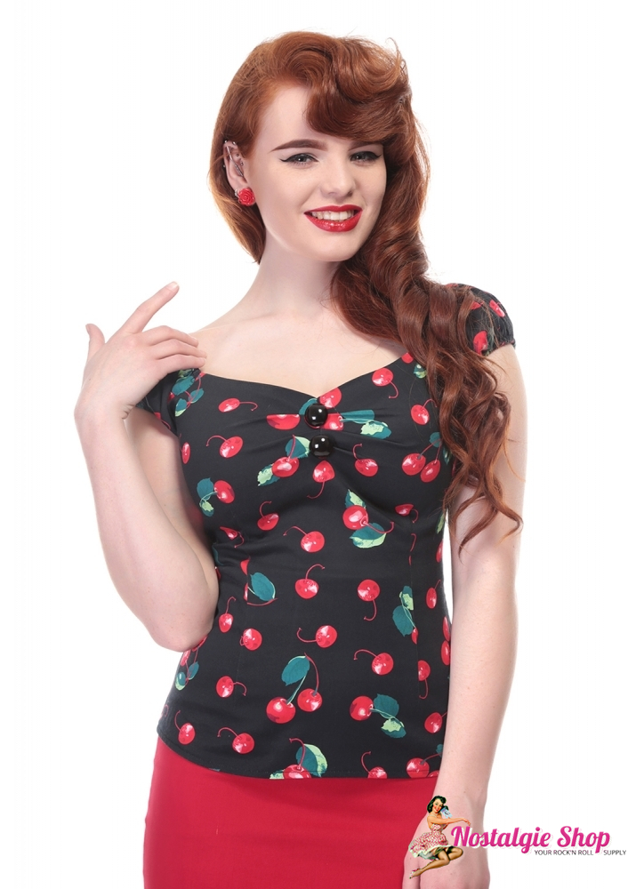 Collectif Dolores Cherry Print Top