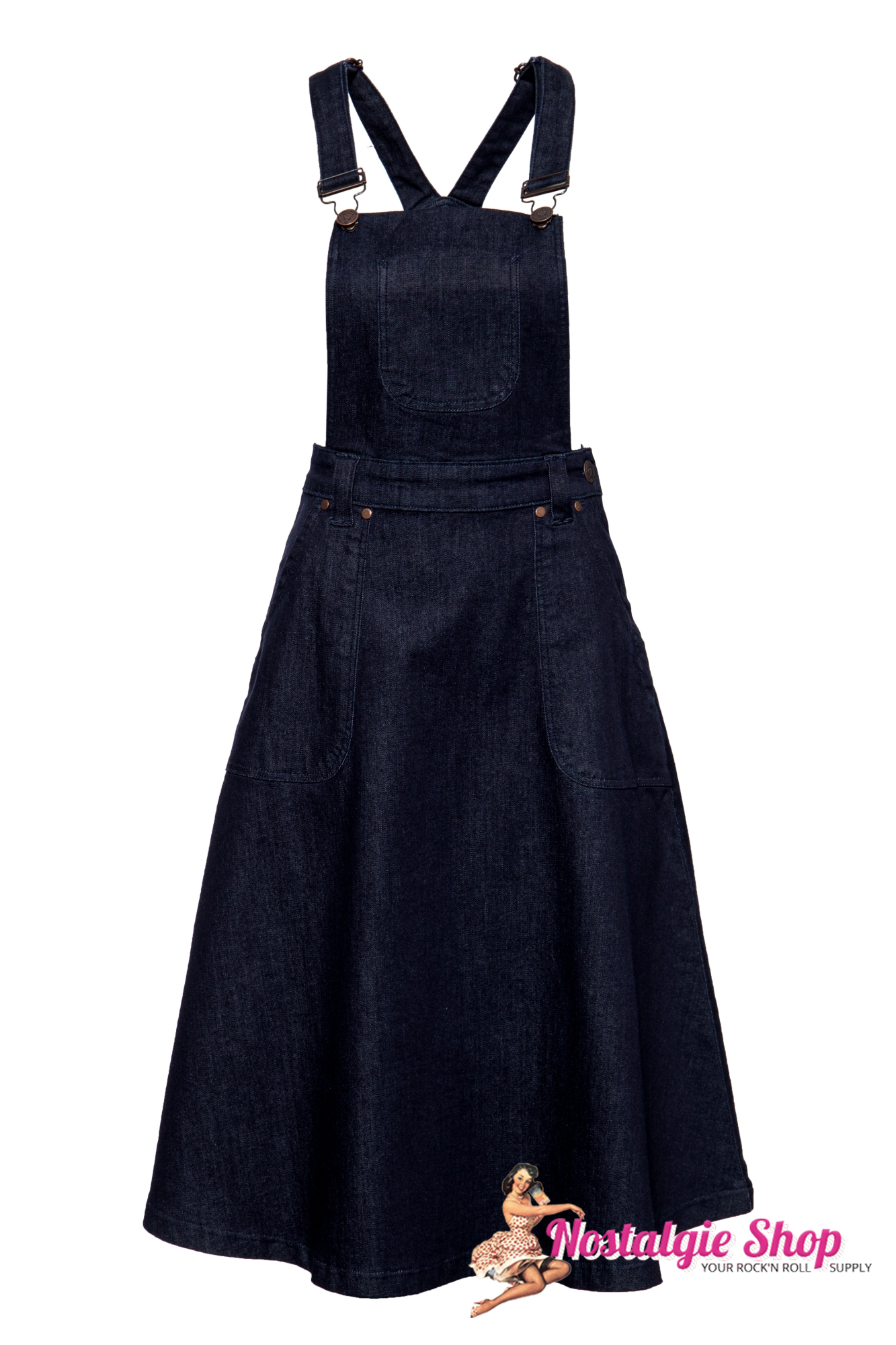 Queen Kerosin Workwear Denim Latzkleid
