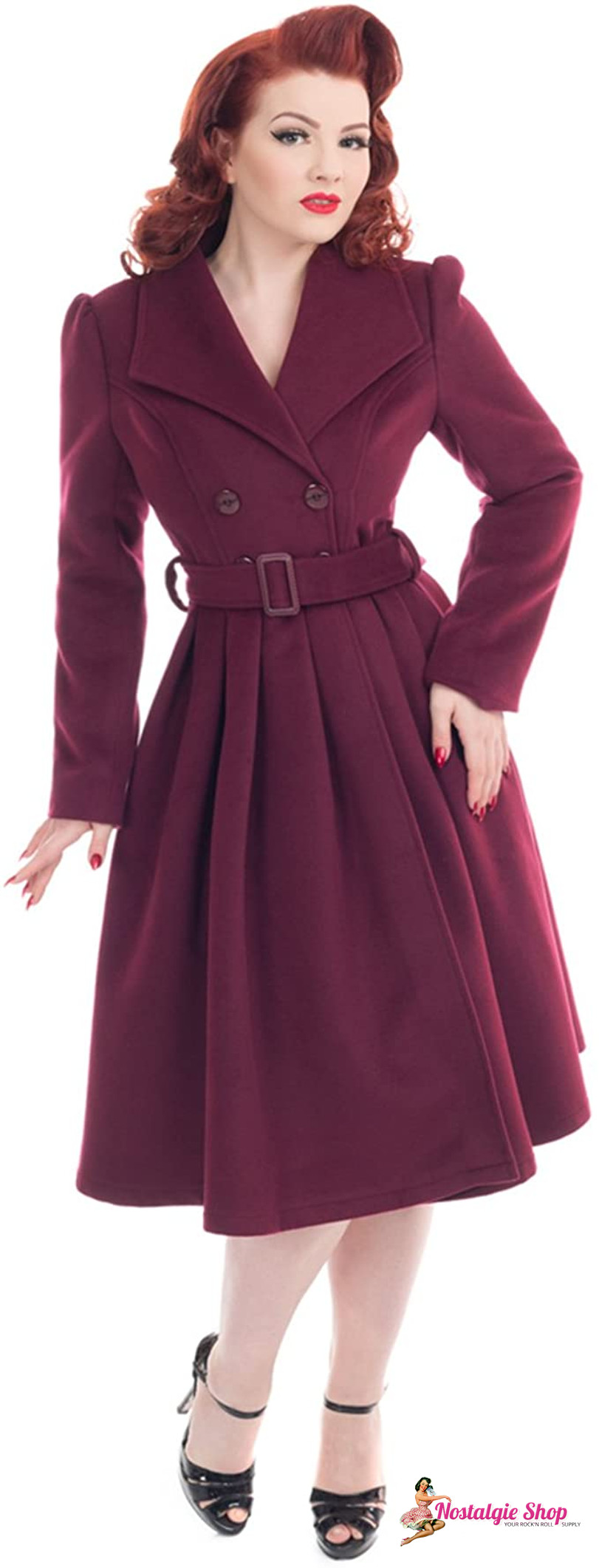 H&R London ausgestellter Mantel Evelyn - Burgund