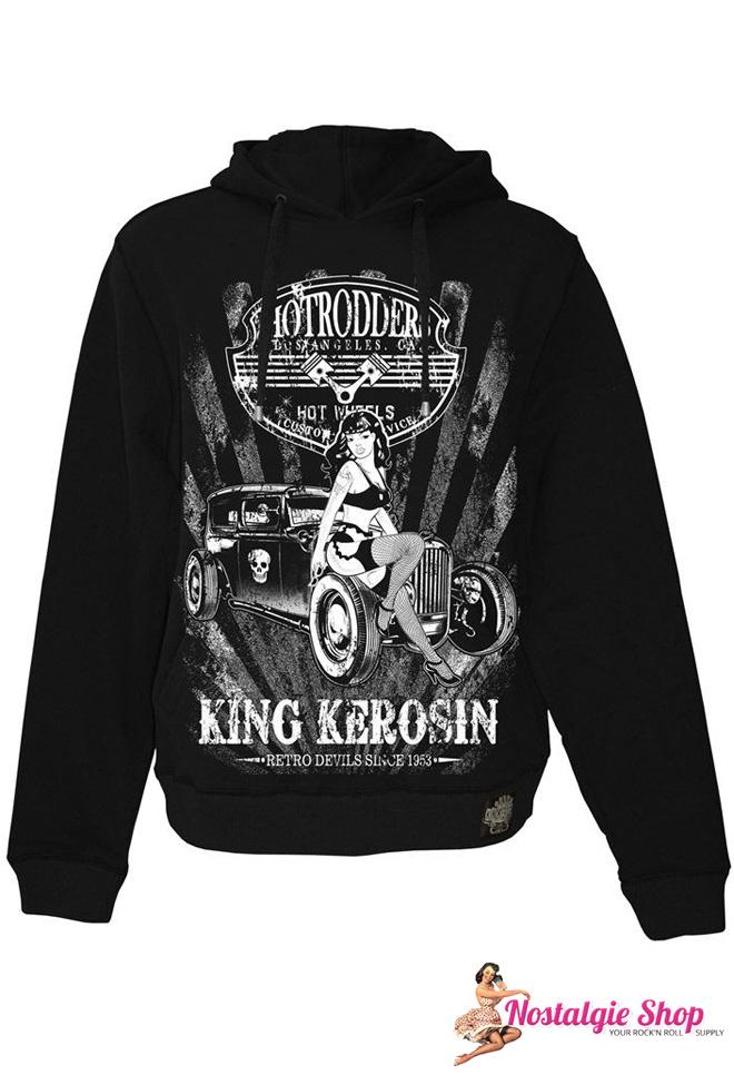 King Kerosin - Rockabilly Hoodie - Hot Rodder - Einzelstück in S