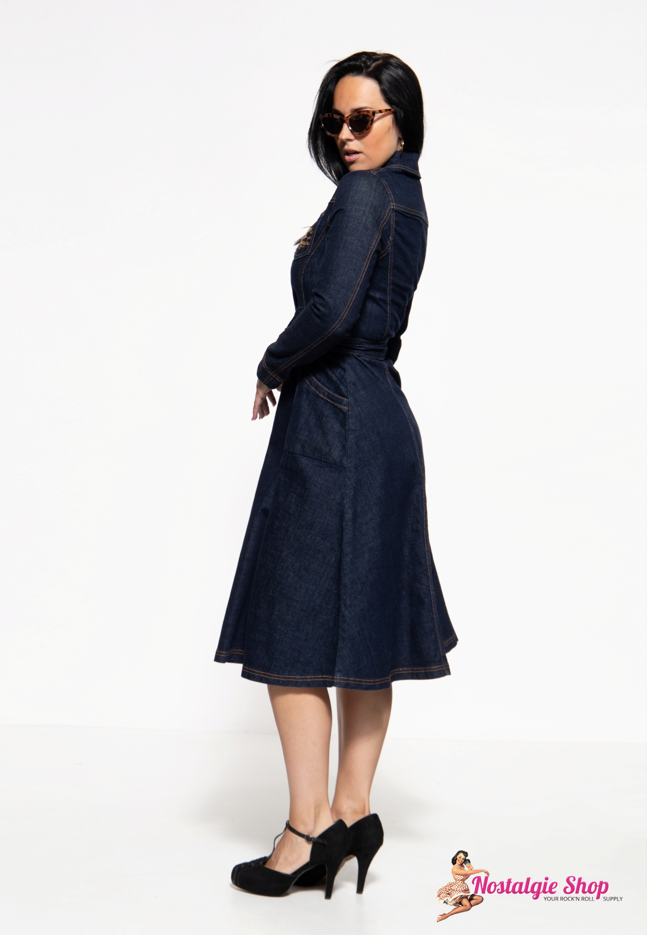 Queen Kerosin Q Crown Denim Swingkleid