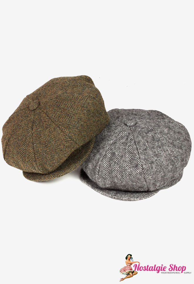 Newsboy Cap Heringbone - braun o. grau